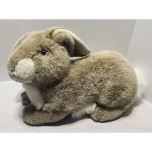 Vintage Chosun Brown Bunny Rabbit Laying Plush Realistic 13” Stuffed Animal